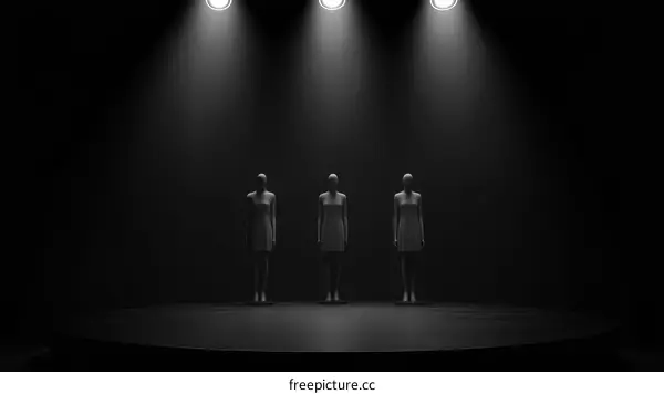 Fashion Mannequins on a Stage with Spotlight