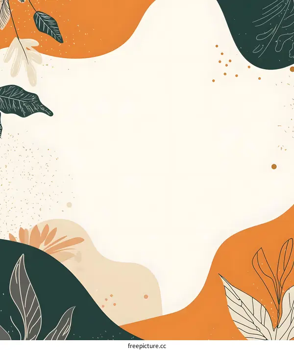 Abstract Floral Background with Orange and Green Colors