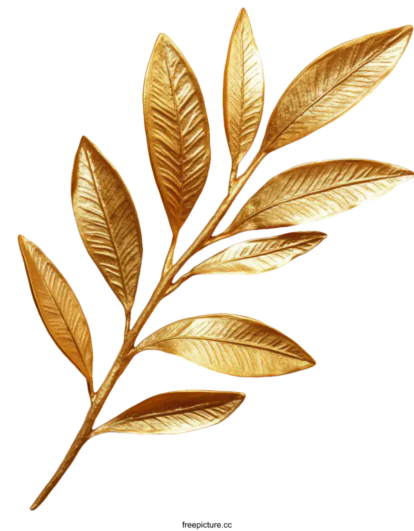 [Transparent Background PNG]Golden Leaf Branch Artistic Decoration