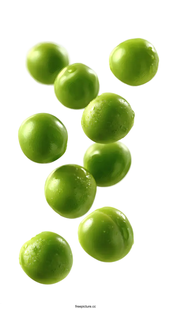 [Transparent Background PNG]Green Peas in Motion against White Background