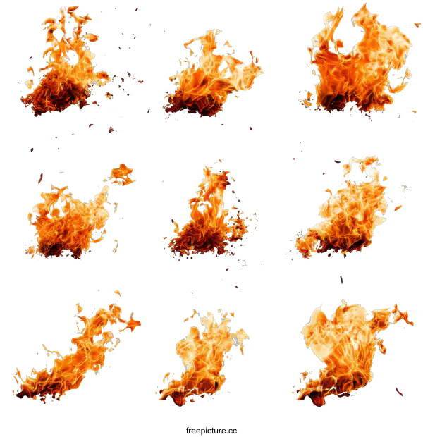 [Transparent Background PNG]Collection of Isolated Fire Flames