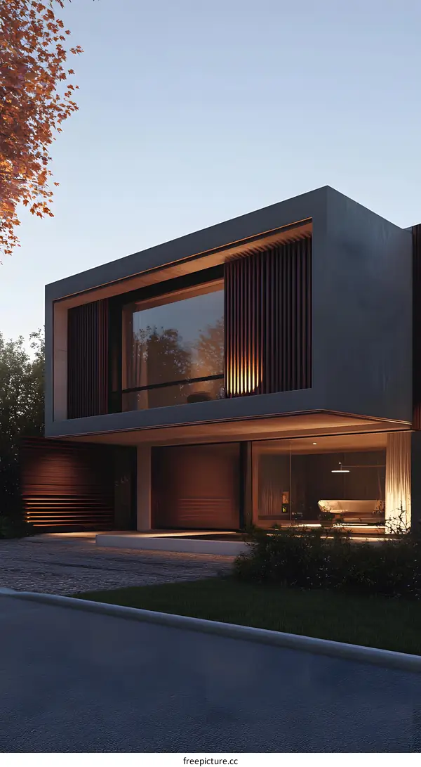 Modern Architecture House Design with Large Windows and Wooden Panels