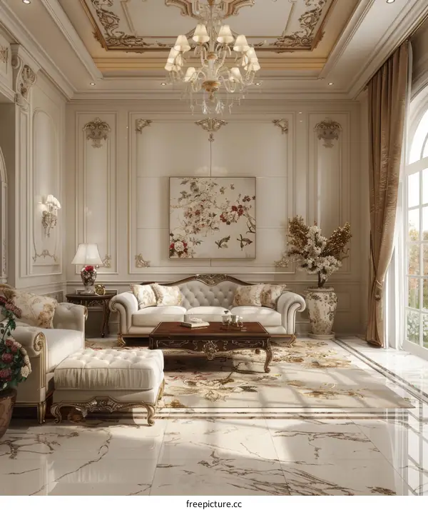 European Style Living Room with Luxurious Furnishings