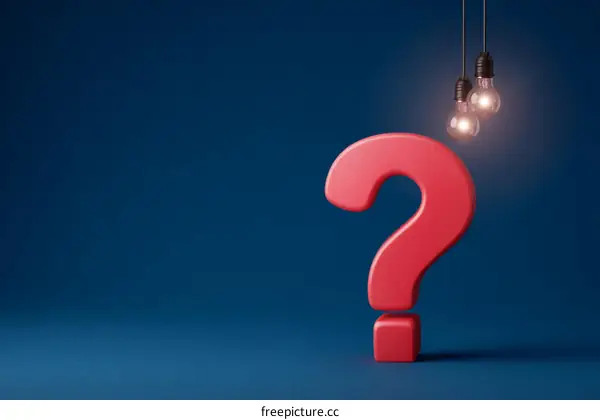 Red Question Mark with Hanging Light Bulbs