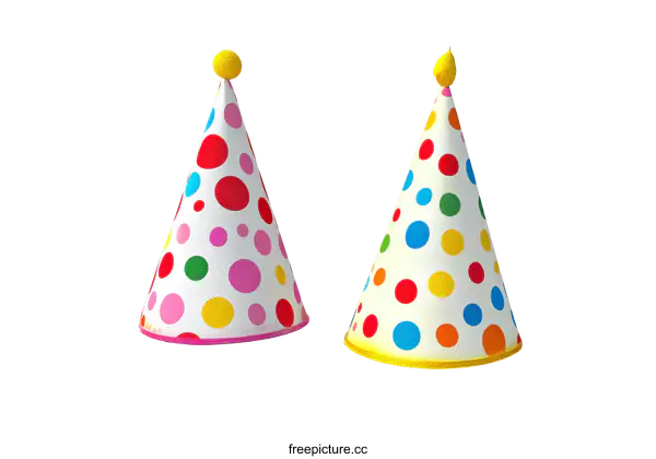 [Transparent Background PNG]Colorful Party Hats with Polka Dots