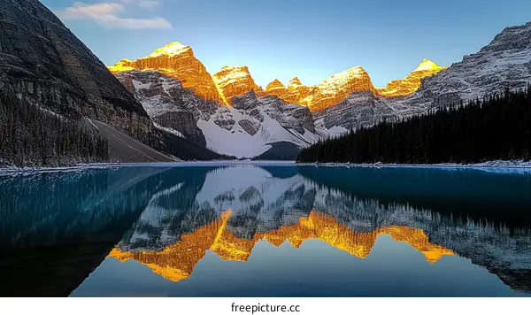 Majestic Mountains Reflecting on a Winter Lake