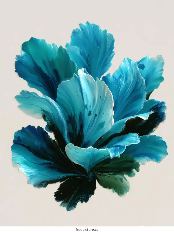 Abstract Blue Flower Painting