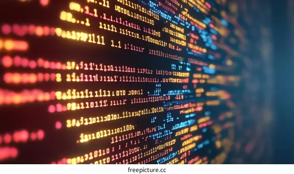 Abstract Colorful Binary Code Display