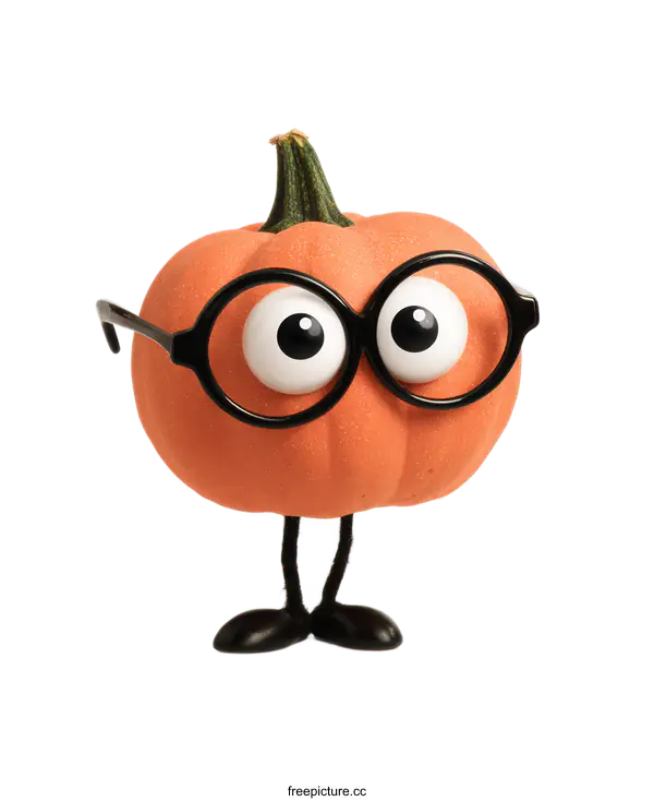 [Transparent Background PNG]Funny Pumpkin with Glasses Illustration