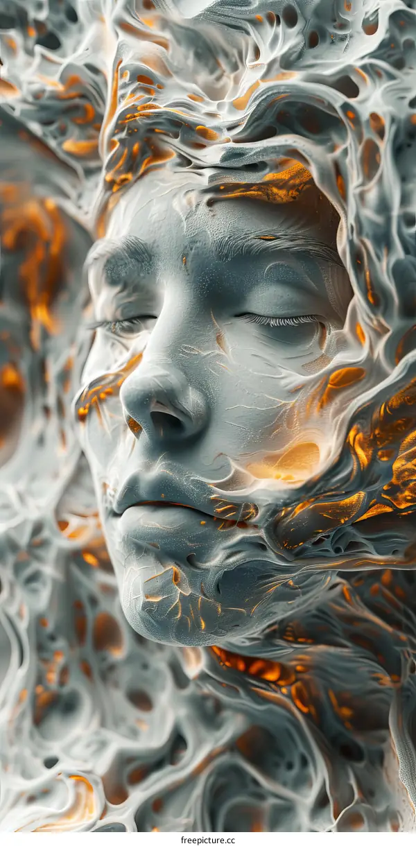 Abstract Surreal Face in Liquid Form