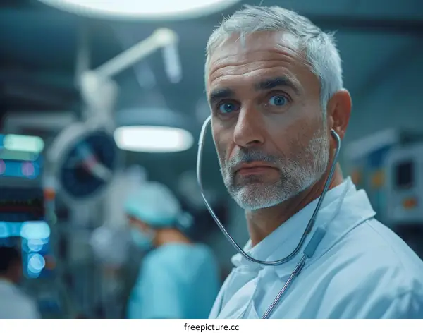 Portrait of a male doctor with a stethoscope around his neck