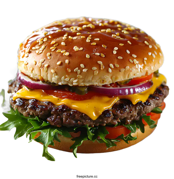 [Transparent Background PNG]yummy burger with melted cheese
