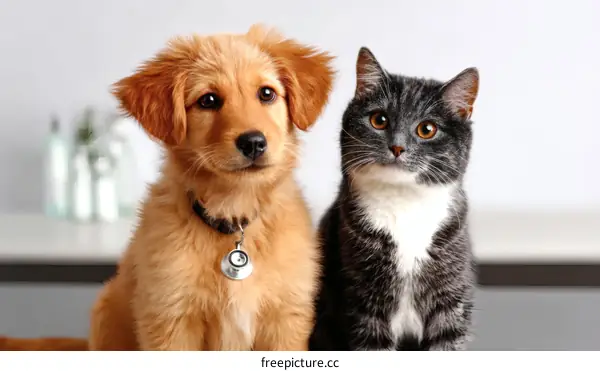 Two Adorable Pets in a Vet Clinic