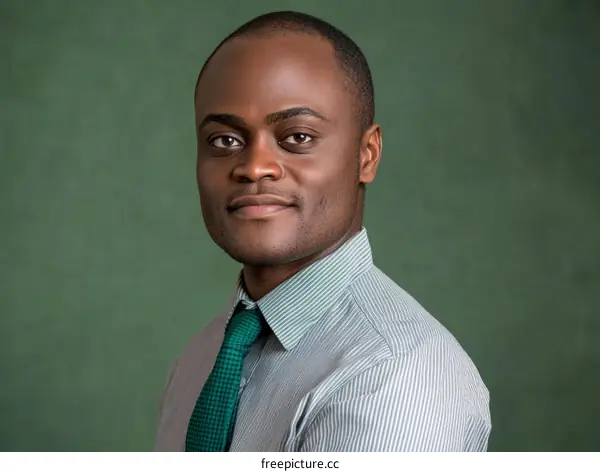 African Business Professional Portrait Against Green Background