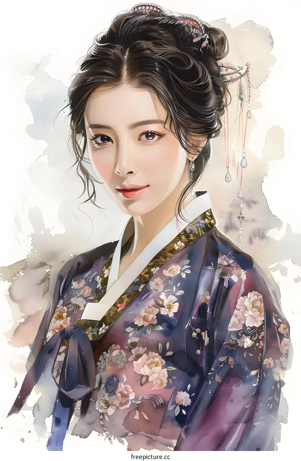 A beautiful Korean woman in traditional dress