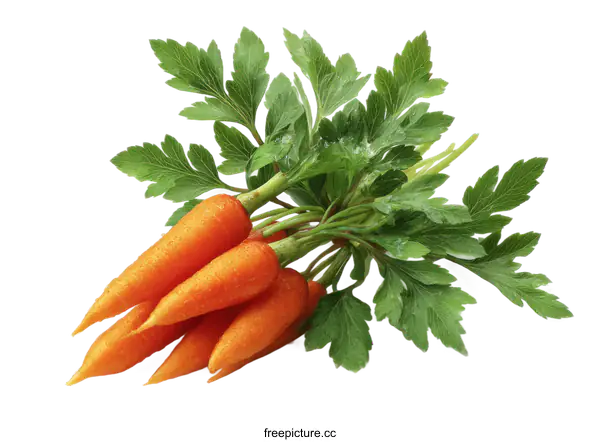 [Transparent Background PNG]Fresh Baby Carrots with Leaves