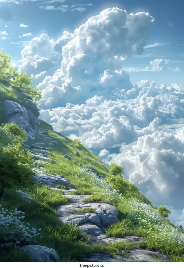 Beautiful Mountain Landscape Under a Sky of Clouds