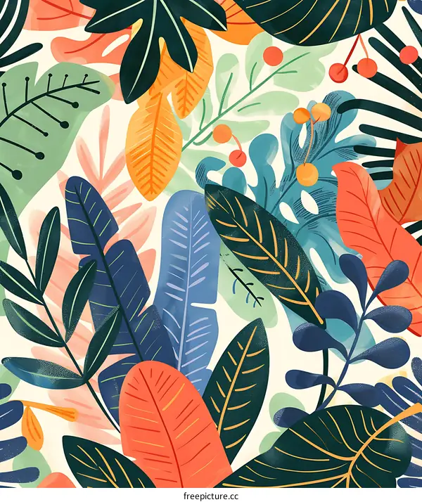 Tropical Leaf Pattern Illustration