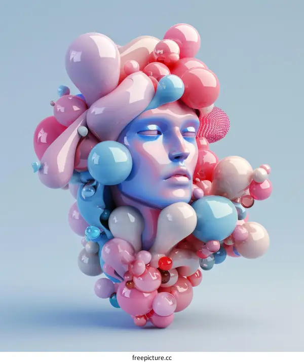Surreal Head with Colorful 3D Shapes