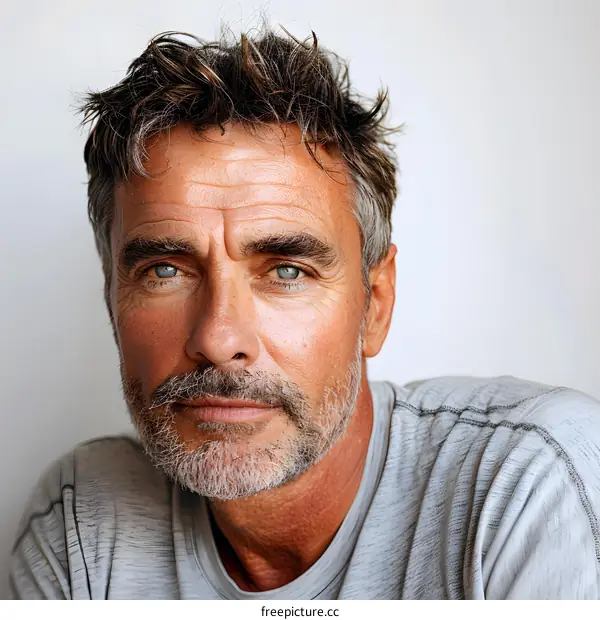 portrait of a handsome man with green eyes