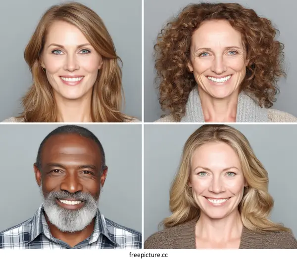 Diverse Group Portrait of Smiling Adults