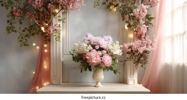 Romantic Floral Arrangement in Pastel Tones