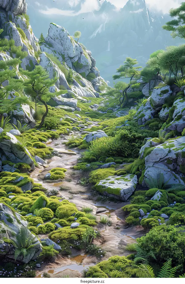 Rocks and Trees in a Valley