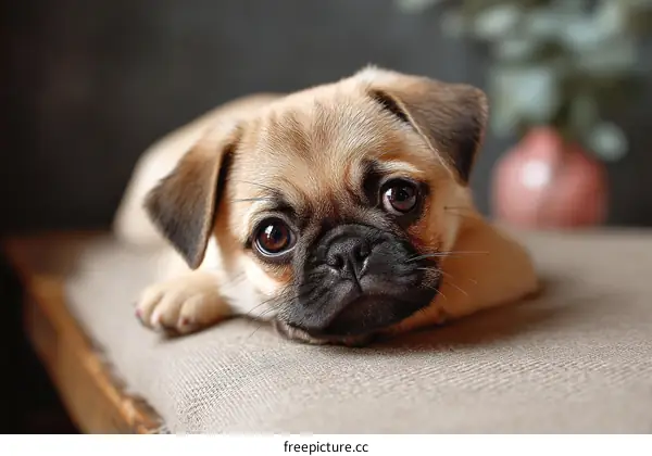Adorable Pug Puppy Laying Down