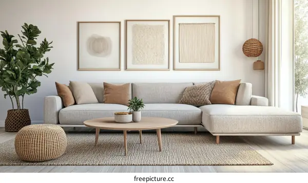 Modern Beige Living Room Interior Design