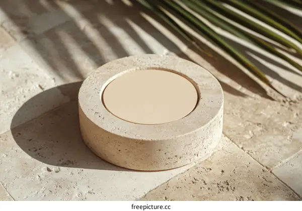 Beige Travertine Circular Display Stand