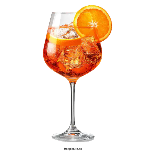 [Transparent Background PNG]Delicious Aperol Spritz Cocktail in Glass