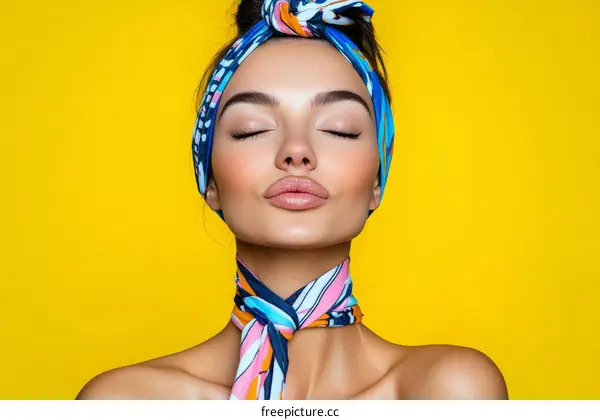 Fashionable Woman with Colorful Headscarf