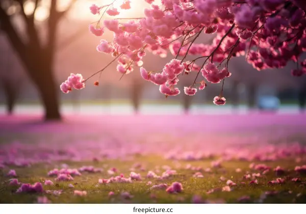 Pink Cherry Blossoms in Bloom
