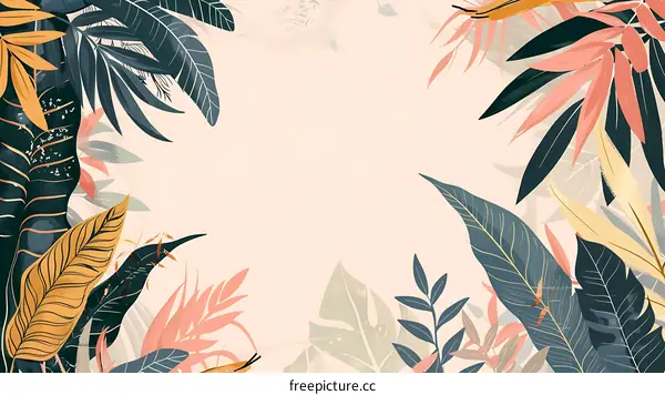Tropical Leaves Border Frame Background Illustration