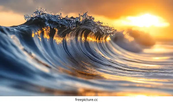 Golden Sunrise Ocean Wave
