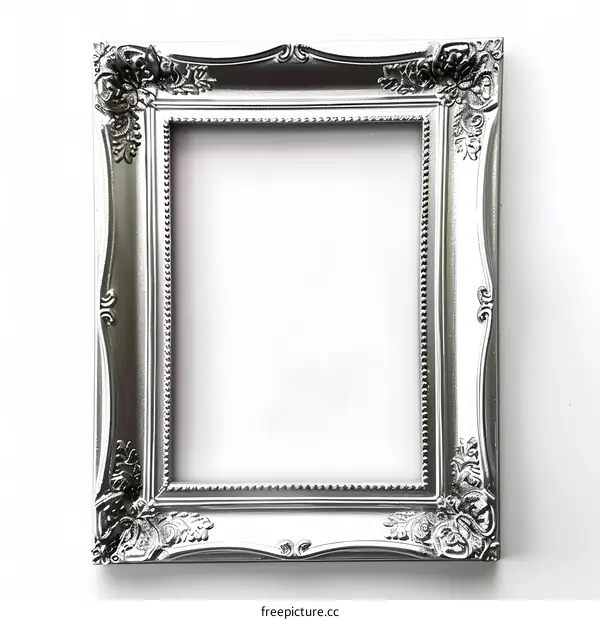 Silver Picture Frame on White Background