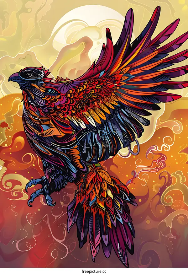 Colorful Eagle With Abstract Background