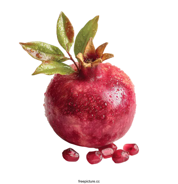 [Transparent Background PNG]Fresh Pomegranate with Dew Drops