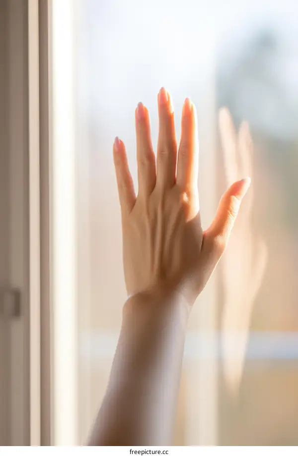 Hand Touching Glass Window