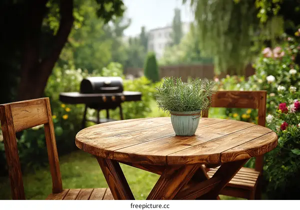 Rustic Wooden Garden Table and Chairs Outdoor Setting