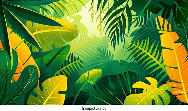 Tropical Jungle Leaves Illustration