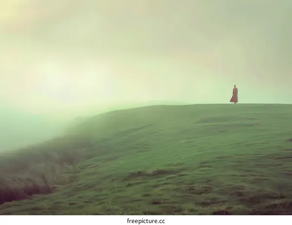 Solitude in the Fog on a Green Hill