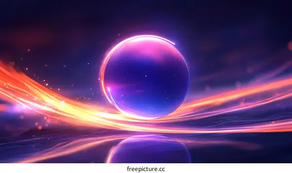 Abstract Neon Sphere with Light Trails
