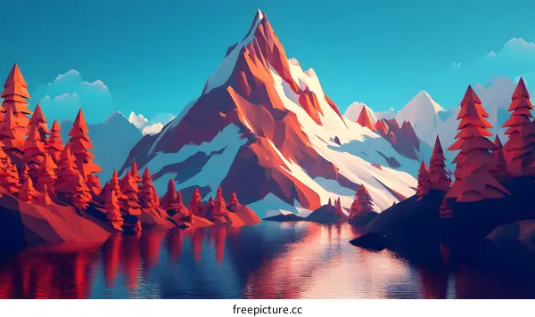 Low Poly Mountain Landscape Illustration