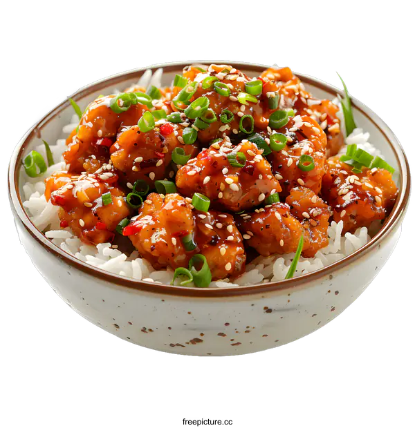 [Transparent Background PNG]bowl of orange chicken