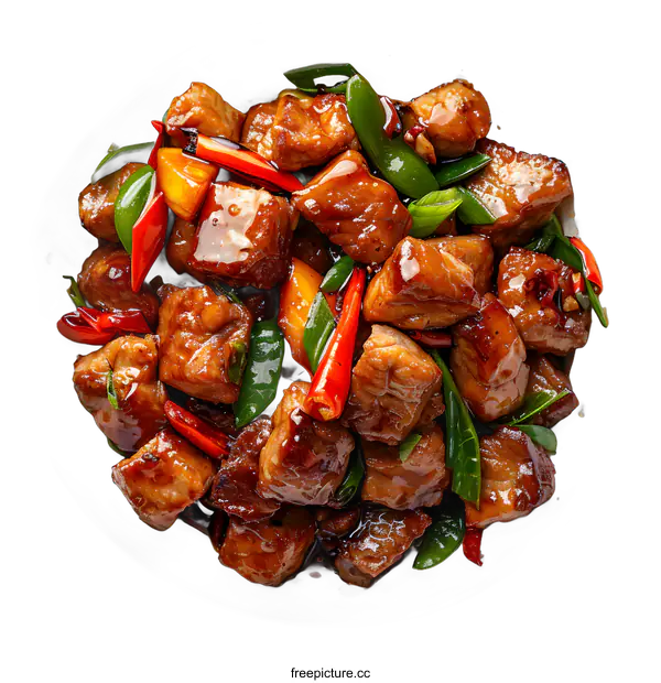 [Transparent Background PNG]A bowl of diced pork with sweet and sour sauce