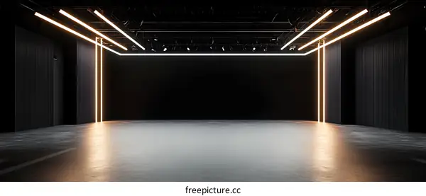 Empty Modern Garage Studio with Neon Lighting