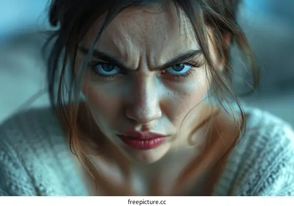 Close-up Portrait of an Angry Woman