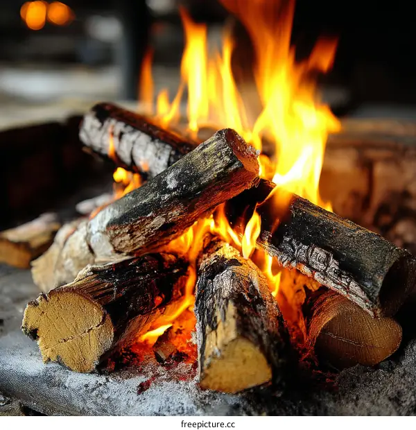 Cozy Campfire Flames and Logs