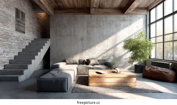 Modern Industrial Loft Living Room Interior Design